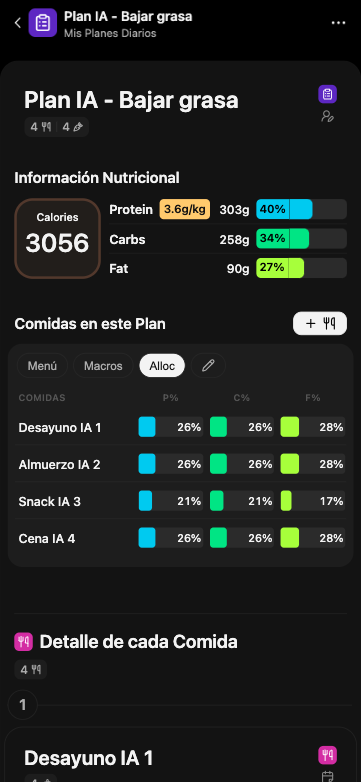 Vista de planes en My Scoope